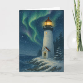 Aurora Lighthouse Christmas Kaart