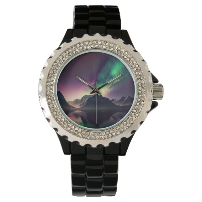 Aurora Lights Night Sky Horloge (Voorkant)