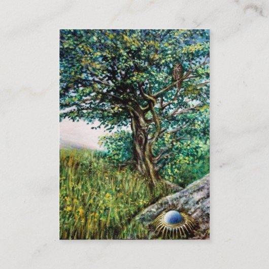 AURORA/MAGIC TREE, groen, blauw, wit Visitekaartje (Achterkant)