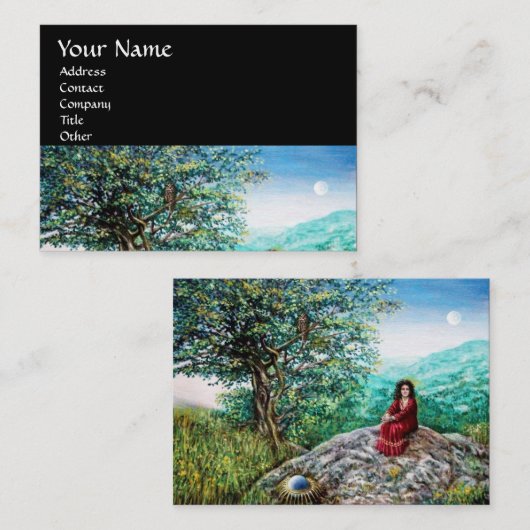 AURORA/MAGIC TREE, groen, blauw, zwart Visitekaartje (Voorkant / Achterkant)