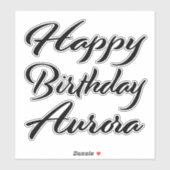 Aurora Nom Prénom Anniversaire de Black Sticker (Feuille)