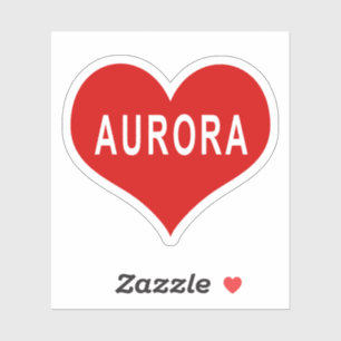 AURORA NOM Red Love Heart Vinyl Sticker
