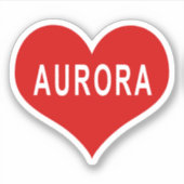 AURORA NOM Red Love Heart Vinyl Sticker (Devant)