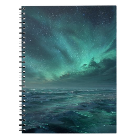 Aurora Ocean Glow Green Night Sky Carnet (Devant)