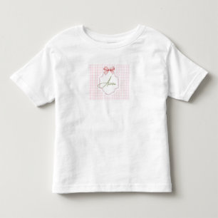 Aurora Op Maat Gemaakte Roze Strik & Gingham Print Kinder Shirts