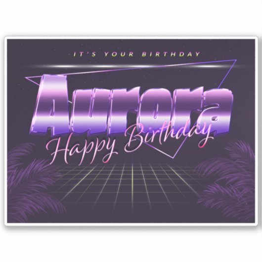 Aurora Prénom lila retro Sticker (Devant)