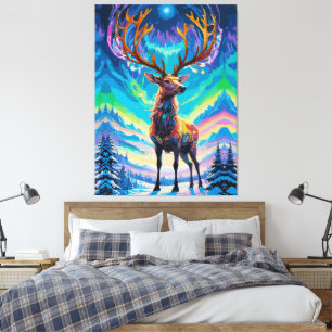 Aurora Stag: Magie in de Nacht Canvas Afdruk