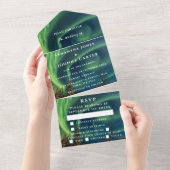 Aurora Sterrennacht Stars Sky Weddenschap All In One Uitnodiging (Afscheurbaar)