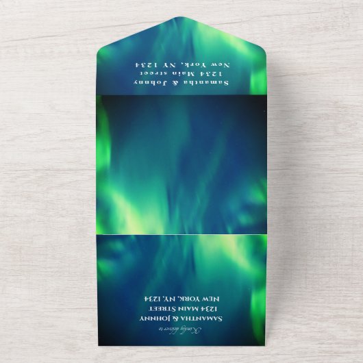 Aurora Sterrennacht Stars Sky Weddenschap All In One Uitnodiging (Buitenkant)