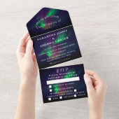 Aurora Sterrennacht Sterren Noorderlicht Huwelijk All In One Uitnodiging (Afscheurbaar)