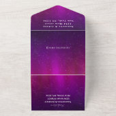 Aurora Sterrennacht Sterren Sky Bruiloft Paarse All In One Uitnodiging (Buitenkant)