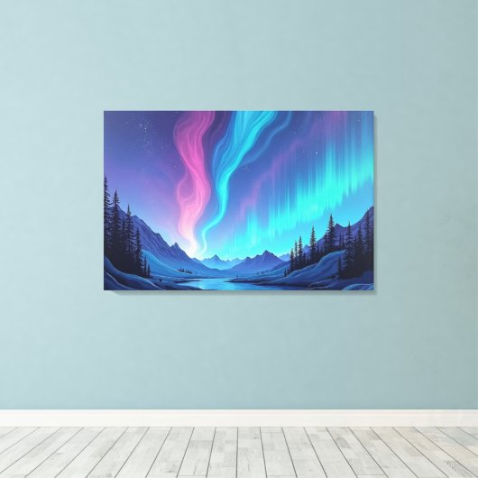 Aurora Tide – Premium 36"x24" Fluid Art Canvas (Insitu (Houten vloer))