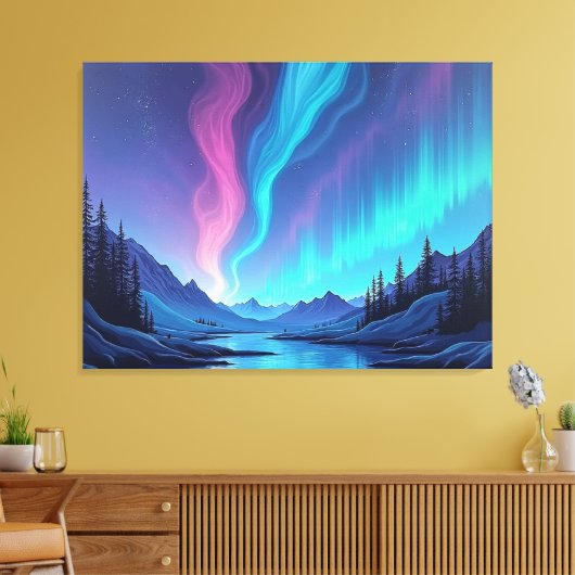 Aurora Tide – Premium 40"x32" Fluid Art Canvas Afdruk (Insitu (Woonkamer))