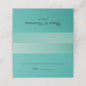 Aurora Turquoise Stripes Wedding Place Card (Buitenkant ongevouwen)