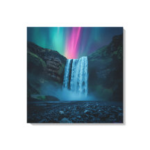 Aurora Waterval Canvas – Mystieke Natuur Print