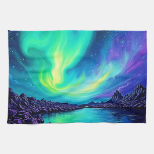 Aurora's Magische Nachtelijke Hemel Dans Design Theedoek