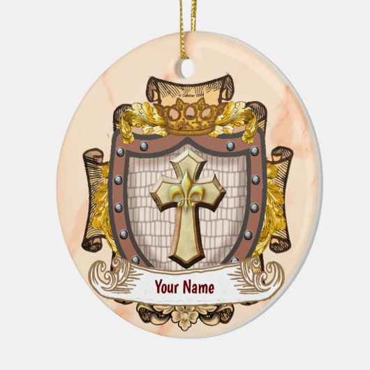 Aurum Family Crest Achternaam Keramisch Ornament (Links)