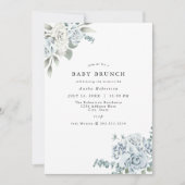 AUSHA Dusty Blue Boy Baby shower Invitation (Devant)