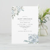 AUSHA Dusty Blue Boy Baby shower Invitation (Debout devant)