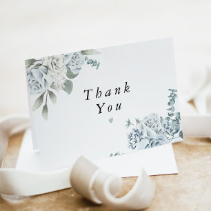 AUSHA Dusty Blue Floral Boy Baby shower Bedankkaart
