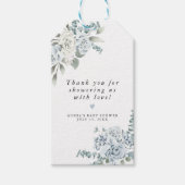 AUSHA Dusty Blue Floral Boy Baby shower Cadeaulabel (Voorkant)
