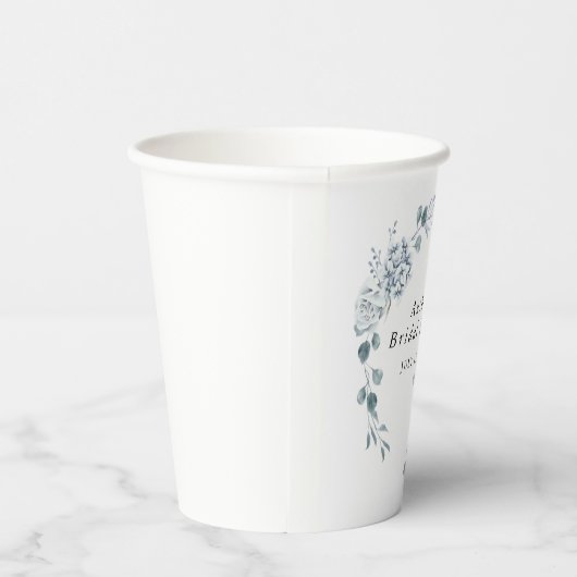 AUSHA Dusty Blue Floral Boy Baby shower Papieren Bekers (Rechts)