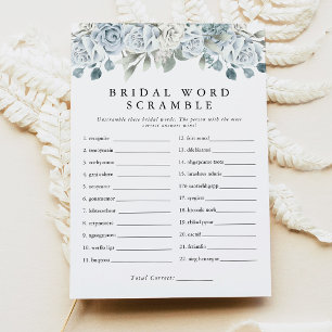 AUSHA Stofblauwe Woord Door Elkaar Bridal Shower S Kaart