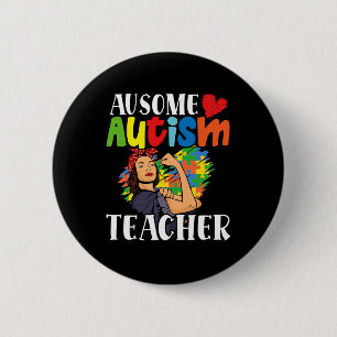 Ausome Autisme Leraar Gehandicapten Maand 1 Ronde Button 5,7 Cm