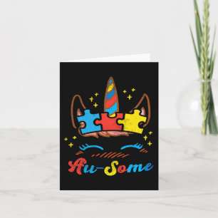 Ausome Eenhoorn Gezicht Puzzel Autisme Awareness A Kaart