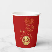 Auspicious Clouds Chinese nieuwjaarskonijn 2023 PC Papieren Bekers (Achterkant)