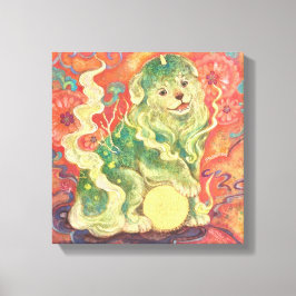 Auspicious Komainu: Guardian of Yuzen Dreams (A Fo Canvas Afdruk