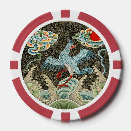 Auspicious Tide & Phoenix Rising Chinese Patroon Poker Chips (Voorkant)
