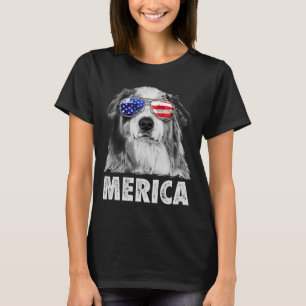 Aussie australian shepherd 4 juli merica t-shirt