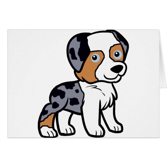 aussie blue merle cartoon (Voorkant Horizontaal)