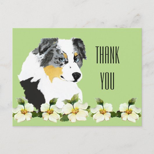 Aussie Blue Merle Dog Bedankt Briefkaart (Voorkant)