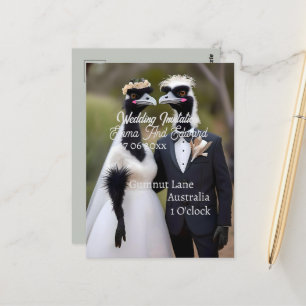 Aussie Bruiloft Australische Emus, Bruiloft Briefkaart