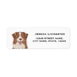 aussie dog australian shepherd return address etiket