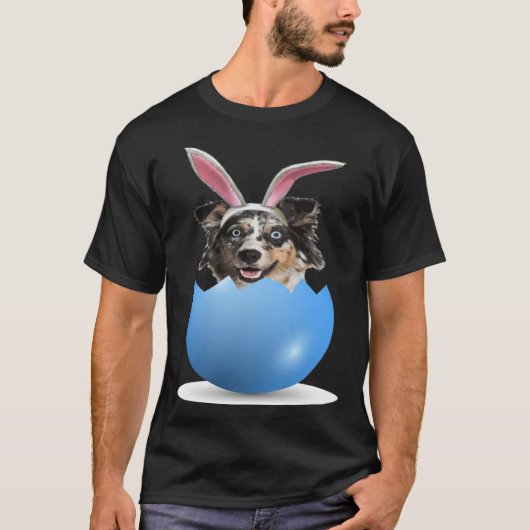 Aussie Dog  Easter Bunny Egg Hunt Australian Sheph T-shirt (Voorkant)