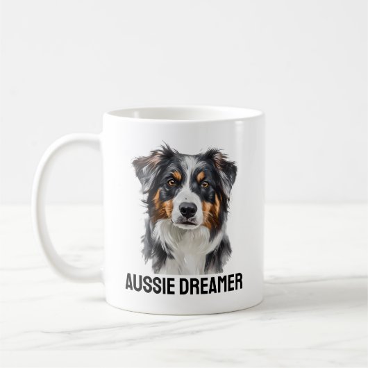 Aussie Dreamer Mug - Whimsical Australian Shepherd (Gauche)