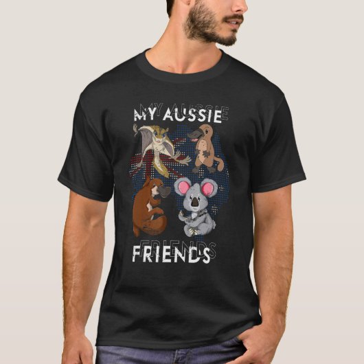 Aussie Friends Platypus Sugar Glider Koala Animal T-shirt (Voorkant)