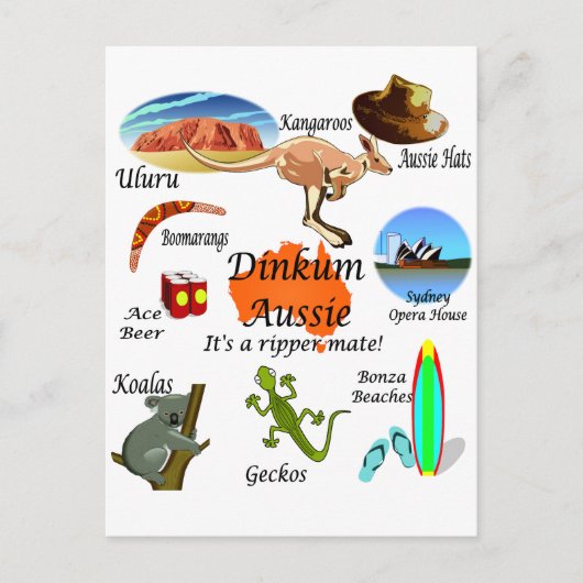 Aussie icons briefkaart (Voorkant)