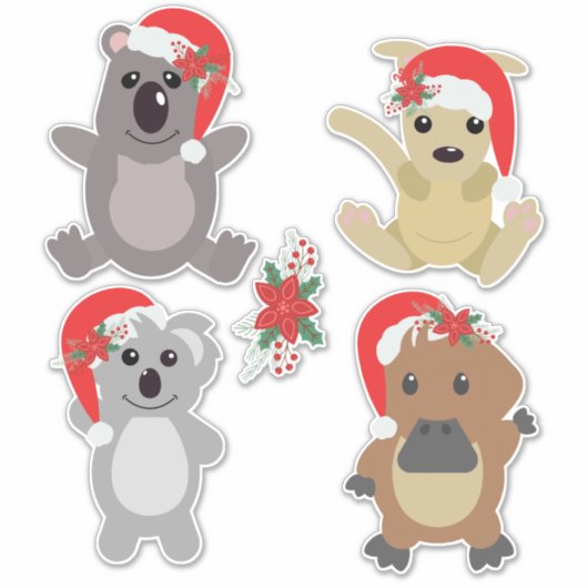 Aussie kerstdieren sticker (Voorkant)