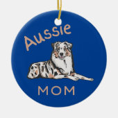 Aussie Ma Australian Shepherd Aussie Dog Keramisch Ornament (Voorkant)