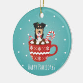 Aussie Mix met kerstcadeautjes Keramisch Ornament (Links)