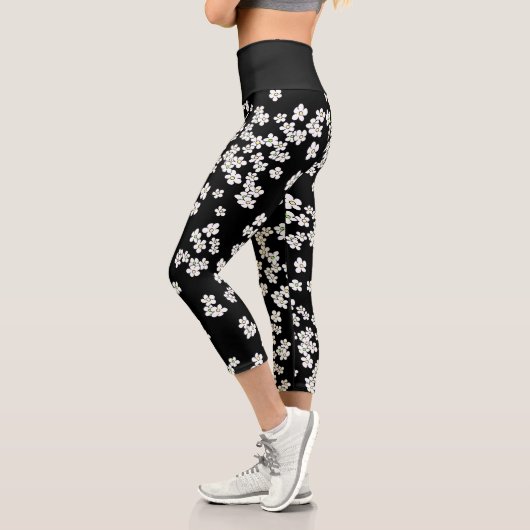 Aussie Noir et Blanc Daisies Capri Leggings (Gauche)