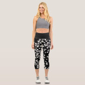 Aussie Noir et Blanc Daisies Capri Leggings (Recto)