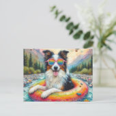 Aussie op een Rainbow Color Float Briefkaart (Staand voorkant)