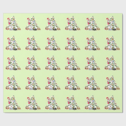 Aussie Pups onder de boom w/Santa Cadeaupapier (Vlak)