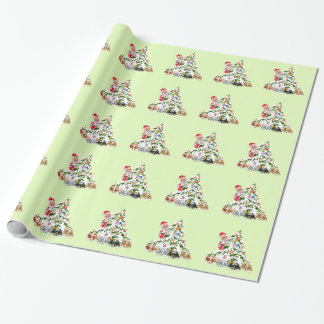 Aussie Pups onder de boom w/Santa Cadeaupapier