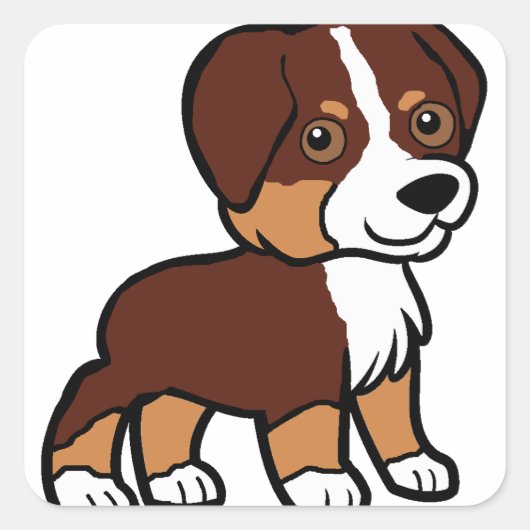 aussie red tri cartoon vierkante sticker (Voorkant)